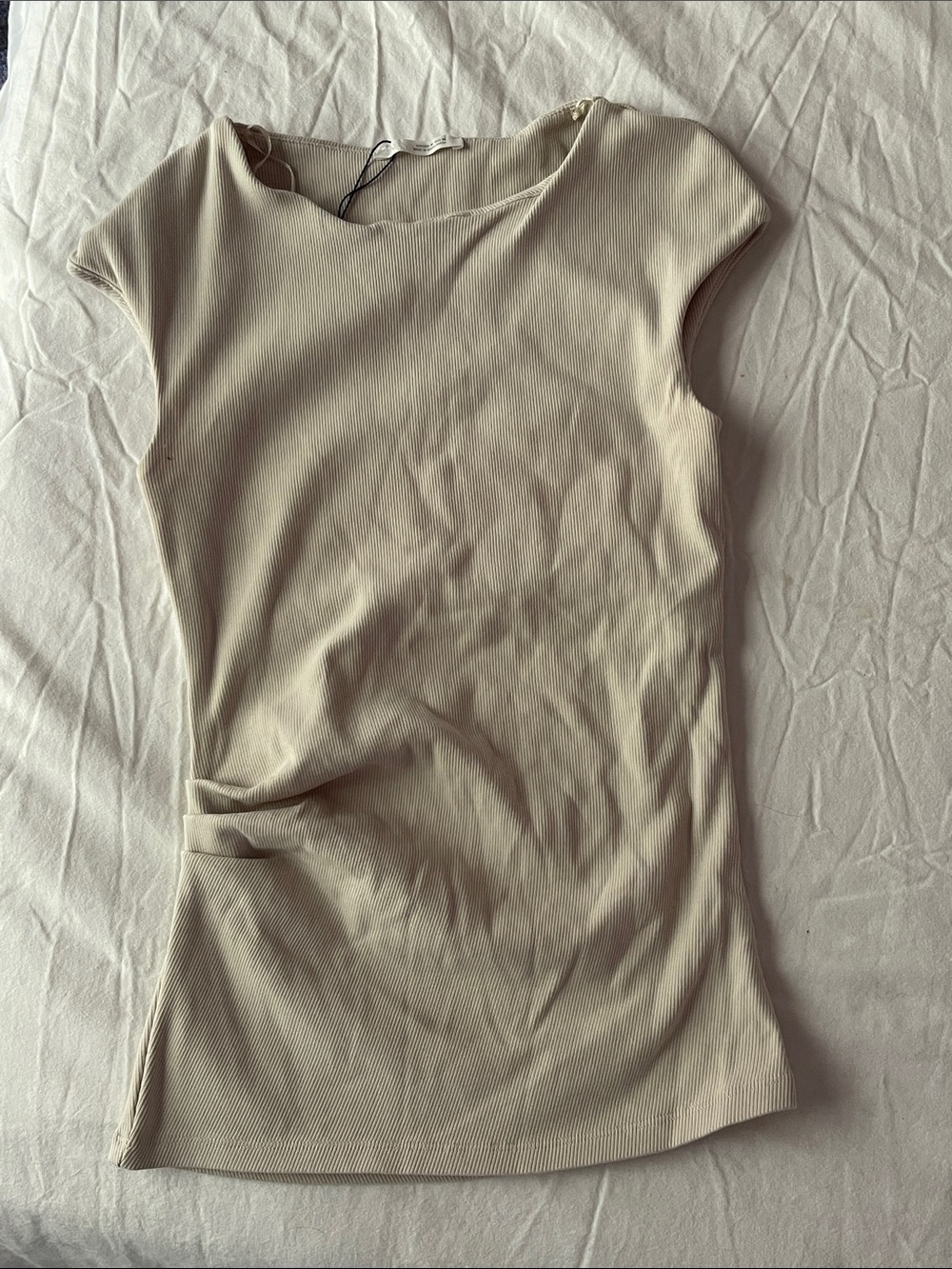 ZARA ruched cap sleep ribbed top